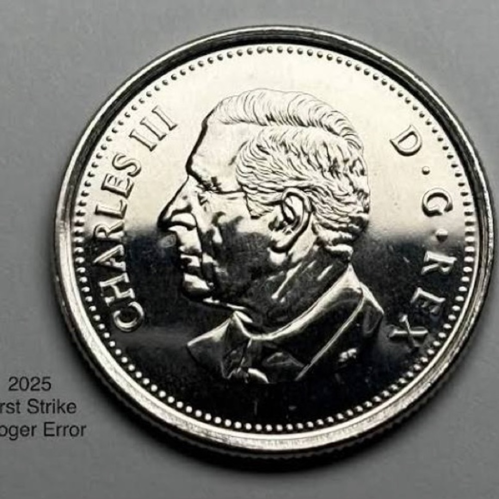 Canadian 25 Cents Coin with Elk and Portrait Roll